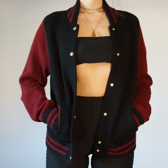NWT Marc Jacobs Women's Varsity Cashmere Blend Bomber Sweater, Sz Small - Picture 8 of 14
